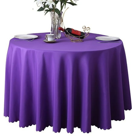 

2 Pack Round Tablecloth Solid Color Polyester Circle Table Protector Washable No Pilling Table Cover For Hotel Wedding Party Banquet Business-Dark Purple-2.6m
