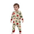 thumbnail image 2 of Onlypjs Family Christmas Pajamas Matching Sets for Men, Women and Couples – Cream Holiday Floral & Pine Print Tops with Red Plaid Pants, 2 of 5