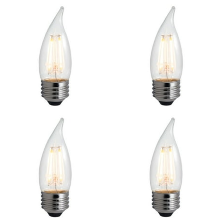 

Bulbrite Pack of (4) 4.5 Watt Dimmable Clear Filament CA10 Medium (E26) LED Bulb - 350 Lumens 2700K and 92 CRI