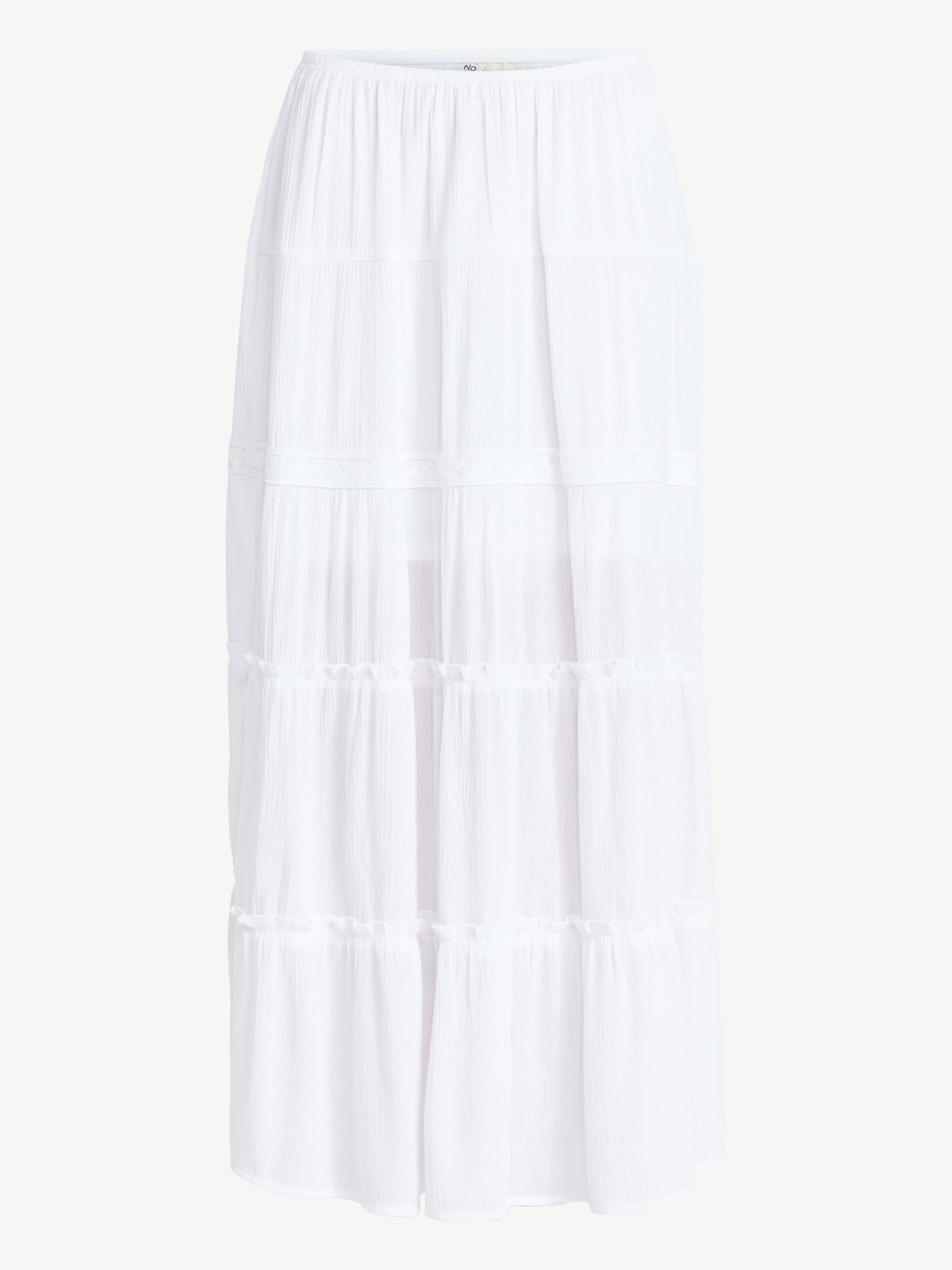 No Boundaries Lace Insert Tiered Maxi Skirt, Women's XXS-XXL
