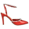 thumbnail image 3 of Top MODA Shoes Women Stiletto High Heels Pointed-Toe Ankle Strap Bling Rhinestone PARSON-3 Hot Red Metallic 10, 3 of 5
