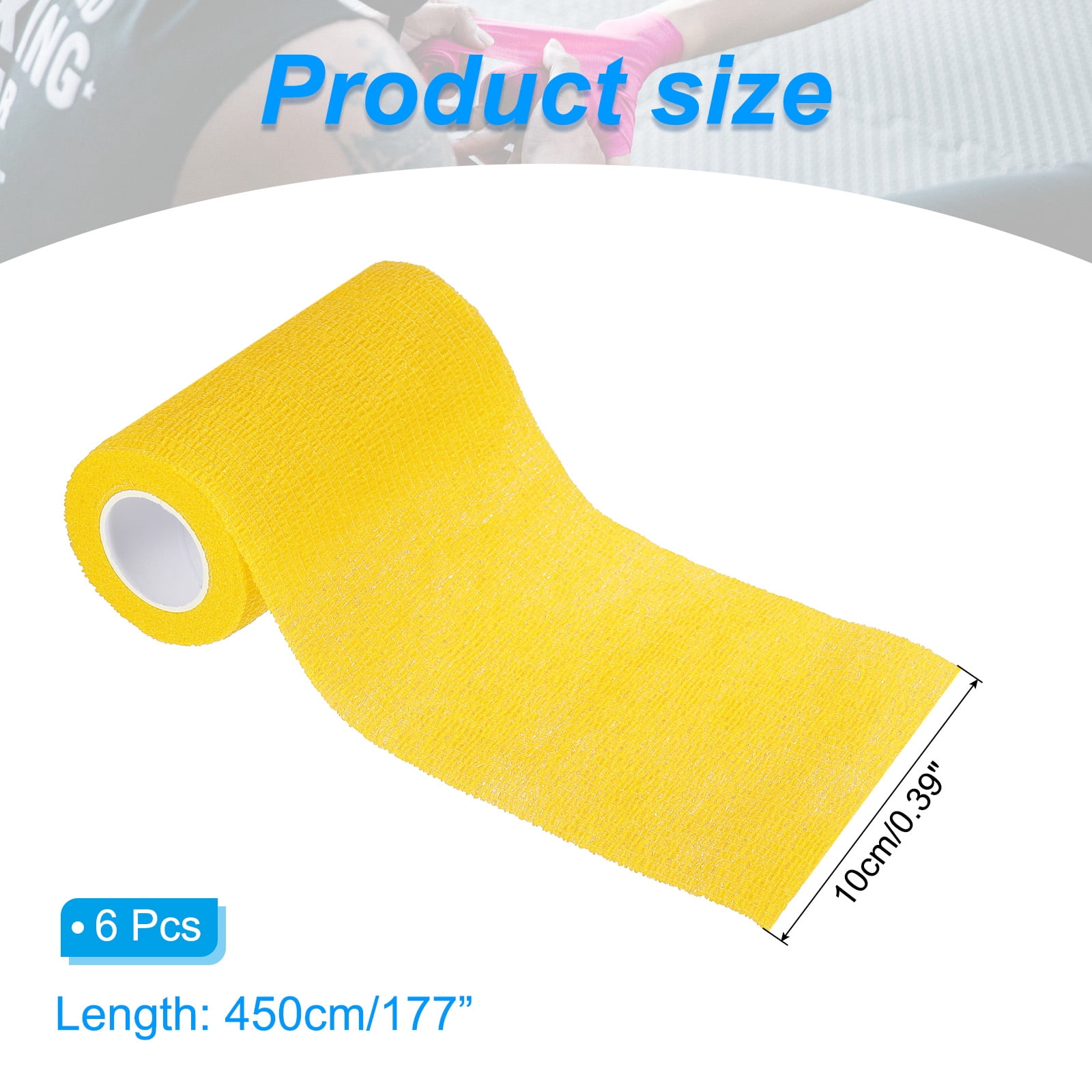 4" x 177" 6 Pcs Self Adhesive Bandage Wrap Elastic Self Tape Sport Yellow
