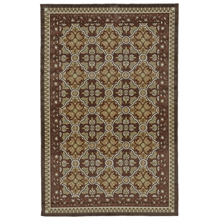 Adela Modern Ornamental Rug, Henna/Tan/Teal Green, 7ft-6in x 10ft-6in Area Rug