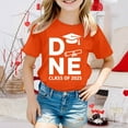 thumbnail image 2 of MIXUE Girls Tops & T-Shirts Kids Summer Preschool Graduation Letter Print Round Neck Short Sleeve Loose Fit Casual Tshirts Holiday Wear,Orange,8-9 Years, 2 of 4
