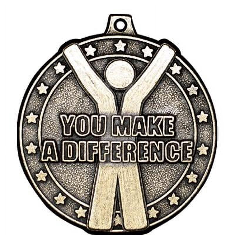 You Make A Difference Medals, 2" Gold Diecast You Make A Difference Medal Award 5 Pack