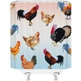 thumbnail image 3 of Rustic Modern Farmhouse Animal Chicken Shower Curtain, Watercolor Hen Rooster Living on Farm Decor Fabric Bathroom Set with Hook 70x70 Inches Chicken, 3 of 6