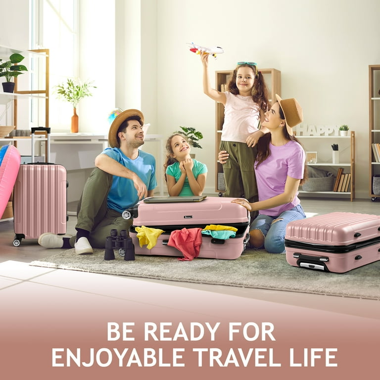 Zimtown Luggage Set 3 Piece Spinner Suitcase with TSA Lock Rose