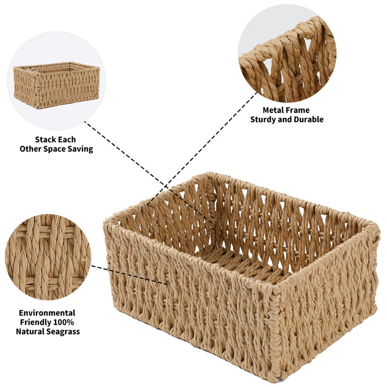 Chicgrowth Wicker Storage Basket, 3 Pack Woven Bin Baskets Set Nesting,  Beige 