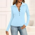 thumbnail image 2 of Lumtrix Women'S Long Sleeve Business Casual Tops Collared V Neck Work Blouse 2026 Fall Summer Button Sim Fitted Blouse Sky Blue L, 2 of 6