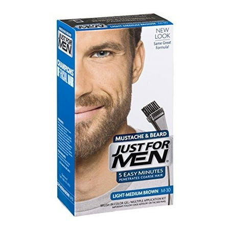Just For Men Mustache & Beard Brush-In Color Gel M-30 Light-Medium Brown, 0.5 OZ