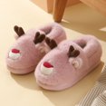 thumbnail image 3 of Zapatos de algodón de alce otoño e invierno hogar interior antideslizante cálido dibujos animados niños zapatos de algodón para padres e hijos bolsa de pareja de Navidad zapatos de algodón de tacón, 3 of 5