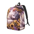 thumbnail image 1 of Disketp Warm Sunflower Sleeping Cat print Canvas Backpack Lightweight Travel Daypack Student Rucksack Laptop Backpack-Small, 1 of 5