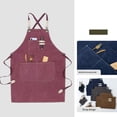 thumbnail image 2 of Soidarity Delantal de trabajo Cafeshop Disfraz Algodón Ampliamente aplicable Cocina Hogar Servicio ajustable Traje Correas Jefe Utilidad Delantales Cuerpo del baño Púrpura Soidarity CE015882-04, 2 of 6