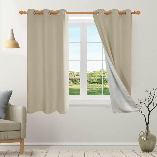 Deconovo Blackout Curtains with Silver Coating for Living Room 42x54