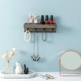 thumbnail image 5 of MyGift 10 Inch Floating Wall Shelf with Hooks, Vintage Grey Wood Entryway Storage Shelf with 4 Metal Key Hooks, 5 of 7