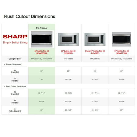 Sharp - 30 in. Built-In Microwave Trim Kit for SMC2266HS - Silver