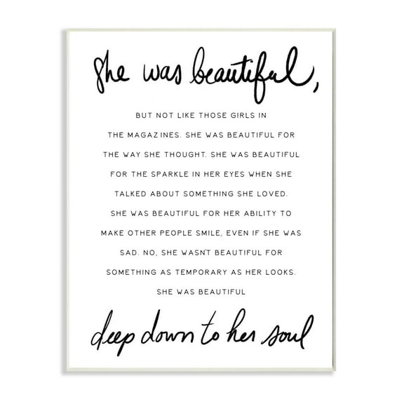 Stupell Industries She Was Beautiful Quote Inspirational Feminine Phrase Wall Plaque Design by Daphne Polselli