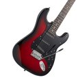 thumbnail image 2 of Ashthorpe Guitarra eléctrica de 39 pulgadas (rojo-negro), kit de guitarra de tamaño completo con bolsa acolchada, barra de trémolo, correa, cuerdas, cable, tela, púas, 2 of 5