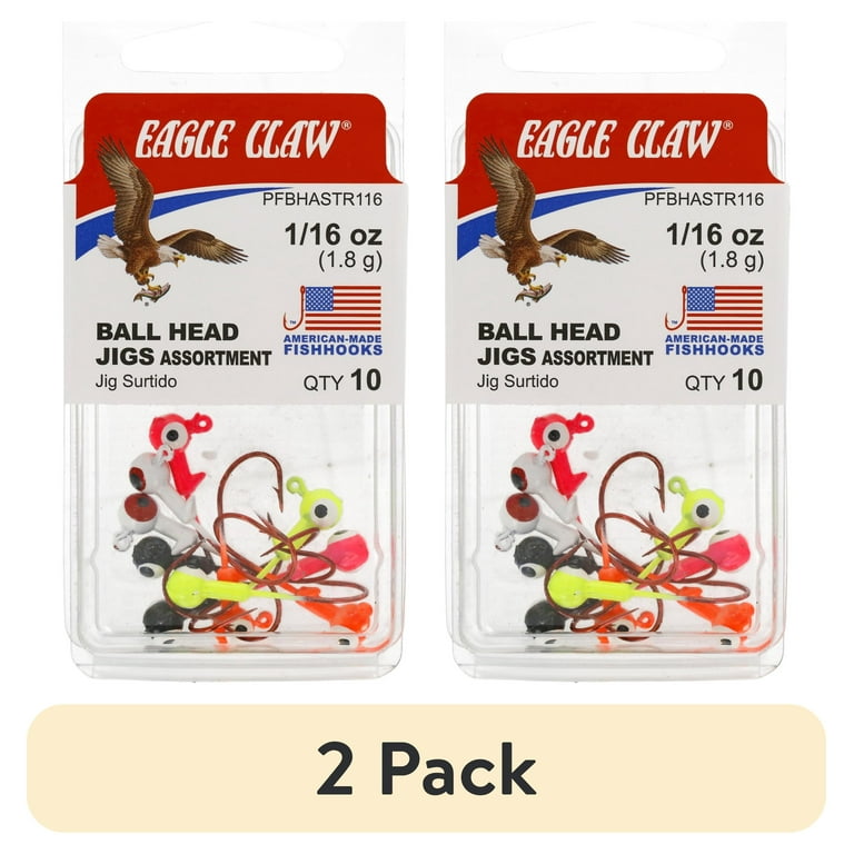 Eagle Claw Ball Jig Head 1/16 Oz Red Hook, 2-Pack photo 1
