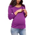 thumbnail image 2 of T-shirt de Maternité Irrégulier à Ourlet Doux pour Femmes, Manches Longues, Col Rond, Basique, Allaitement, 2 of 4