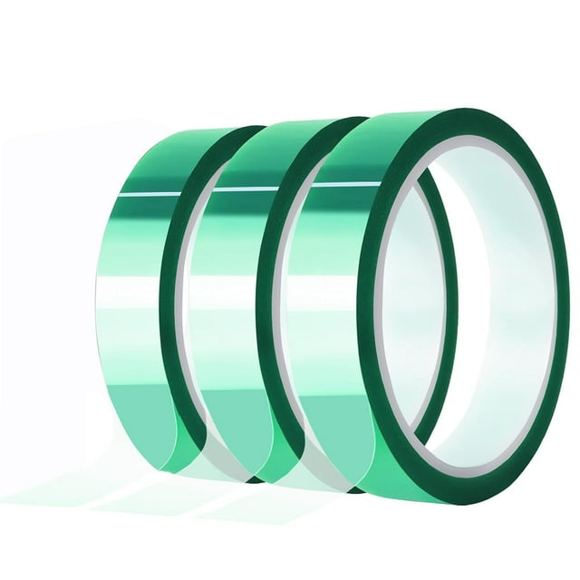 HUGFEGWE 3 Rouleaux Rubans Haute Température, 20mmx 33m (108 Pieds) Ruban Résistant à la Chaleur Sans Résidu Ruban Adhésif de Transfert Thermique pour Masquage Électronique, Soudure, Protection Carte de Circuit (Vert) U2537-25315