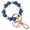 Gold Bead+Blue Bead, variant on Wristlet Keychain Silicone Beaded Key Ring Bracelet for Women Elastic Bangle Key Chain Holder (Gold bead + white bead)