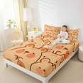 thumbnail image 4 of Homewish Cartoon Capibara Lover Queen Sheet Sets for Teens, Cute Bear Print Flat Sheet, Kawaii Animal Queen Fitted Sheet, Ultra Soft Bedroom Decor, 4 Pieces, 4 of 7