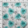 thumbnail image 2 of oneOone Cotton Poplin Twill Turquoise Green Fabric Leaves & Rose Watercolor Diy Clothing Quilting Fabric Print Fabric By Yard 56 Inch Wide, 2 of 2