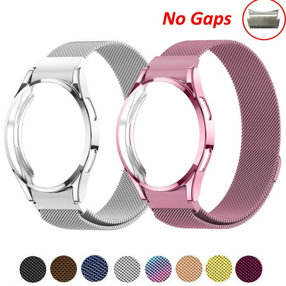 No Gaps Case Strap for Samsung Galaxy Watch 4/Classic 44mm 40mm,Watch 4 Classic 42mm 46mm , Watch Band Magnetic Stainless Steel Replacement Strap for Women Men