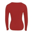 thumbnail image 6 of Long Sleeve Shirts For Women Casual Loose Crew Neck Solid Color T Shirt Tunic Breathable Fall Basic Blouses Vacation Clothes Red XXL, 6 of 6