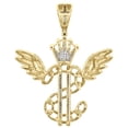 thumbnail image 3 of 10K Yellow Gold Diamond Cuban Link Dollar Sign Flying Wings 1.90" Pendant 1/2 CT, 3 of 6