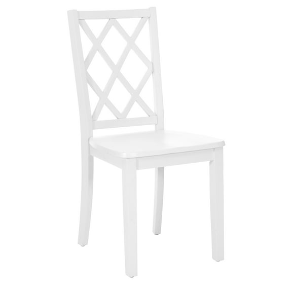 Linon Nico Side Chair Lattice Back Design in Crisp White Finished Wood
