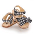 thumbnail image 3 of Baby Girls Sandal Summer Toddler Slipper Shoes 0-24 months Baby Girls Sandals Plaid Cute Summer Flat Princess Shoes Infant First Walkers Black 0-6 Months, 3 of 7