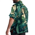thumbnail image 3 of Mermaid Men's Poplin Casual Printed Button Down Short Sleeve Summer Beach Shirts Unisex, 3 of 6