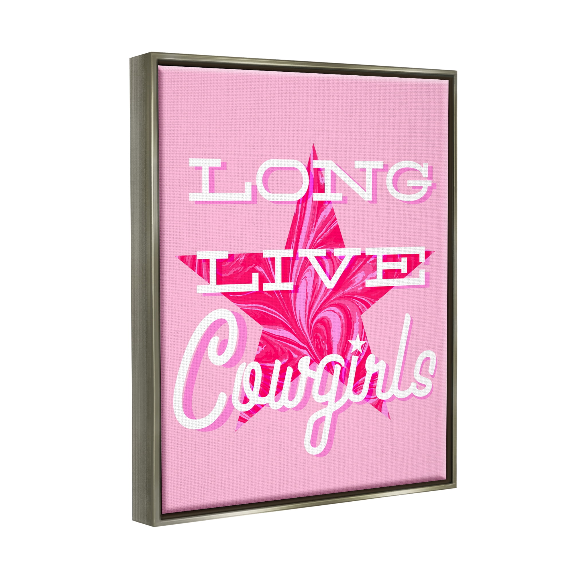 Stupell Industries Long Live Cowgirls Phrase Abstract Painting Gray Floater Framed Art Print Wall Art, 17 x 21
