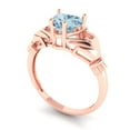 thumbnail image 2 of 1.06 ct Heart Cut Natural Aquamarine Claddagh Engagement Ring for Women in 18K Rose Gold, 2 of 5