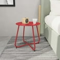 thumbnail image 2 of Hemoton Outdoor&Indoor Steel Patio Side Table, Weather Resistant Outdoor 18-inch Small Round End Table for Patio, Yard, Balcony, Garden,Poolside, Living Room, Bedroom, Red, 2 of 9