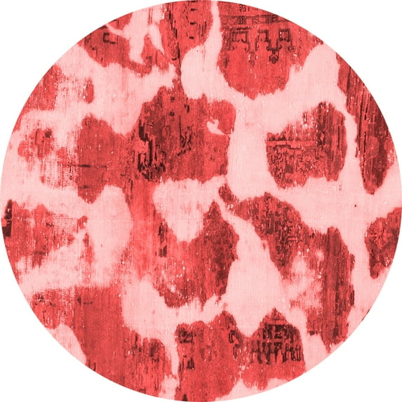 Ahgly Company Machine Washable Indoor Round Oriental Red Modern Area Rugs, 5' Round