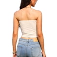 thumbnail image 3 of Tops de tubo para mujeres, tops bandeau sin tirantes, básicos sin mangas, ropa de verano para salir, talla XL, color albaricoque, 3 of 6