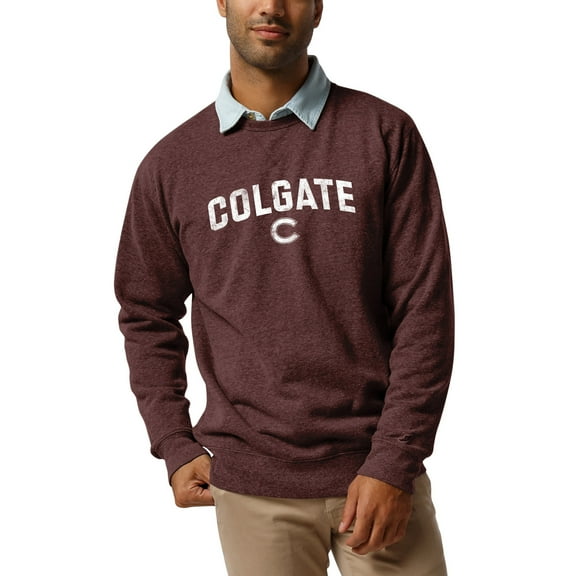 Men's League Collegiate Wear  Heather Maroon Colgate Raiders  Heritage Tri-Blend Pullover Sweatshirt