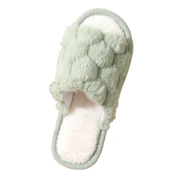 Fesfesfes Women Warm Slippers House Shoes Thick Sole Winter Indoor Outdoor Non Slip Lightweight Comfortable Soft Casual Walking Footwear Breathable Cushioned Insole(Green,42(US:9))