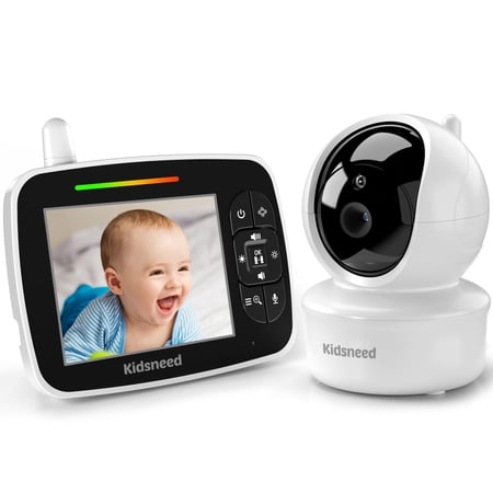 Kidsneed Baby Monitor - 3.5 Inch Video Baby Monitor with Remote Control Pan& Tilt &Zoom Camera, Two-Way Audio, Night Vision, Temperature Monitoring, Lullabies, 960ft Long Range C25