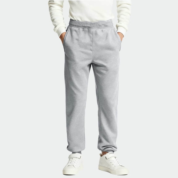 LEKWK Boys Girls Heavyweight Fleece Sweatpants Youth Baggy Elastic Waist Casual Workout Joggers Loose Lounge Warm Track Pants Winter Outdoor Activewear 2-13Y