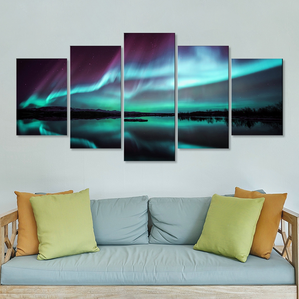 Piece Farmhouse Wall Art Aurora Scenery Painting On Canvas Wall  Decorations for Living Room Stretched Bedroom Bathroom Wall Decor Ready to  Hang for Office Home Decor Art Unframed