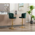 thumbnail image 4 of Guyou Swivel Adjustable Bar Stools Set of 2, Velvet Counter Height Barstools with Petal Back and Gold Footrest, Modern Counter Bar Height Stool Chairs for Kitchen Island Bar Cafe, Dark Green, 4 of 10