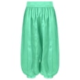 thumbnail image 3 of iiniim Kids Girls Satin Belly Dance Harem Wide Leg Trousers Palazzo Pants Bloomer Dancewear Light Green 8, 3 of 7