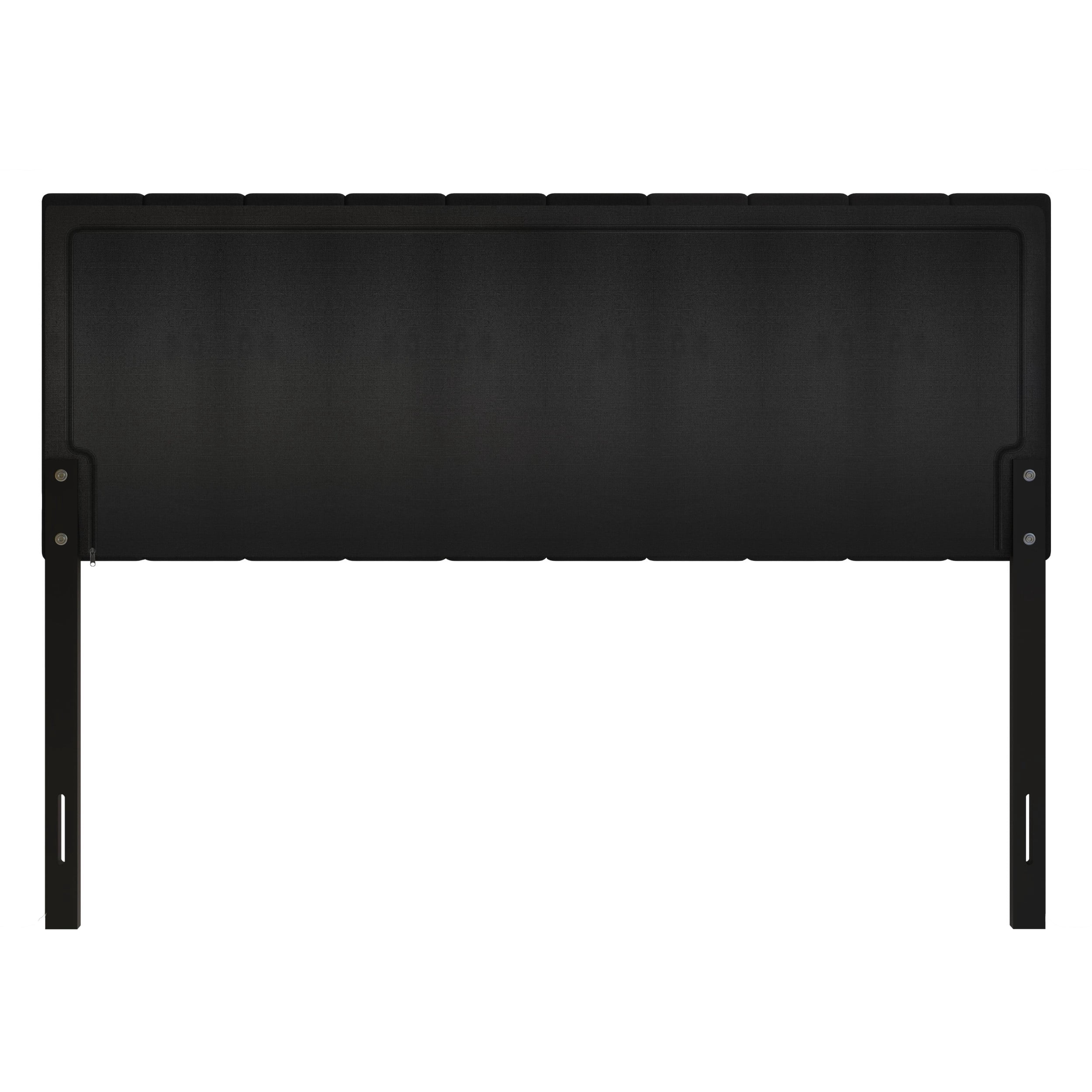 Home Design Dennis King Upholstered Headboard with Vertical Channel Design, Adjustable Height, Black
