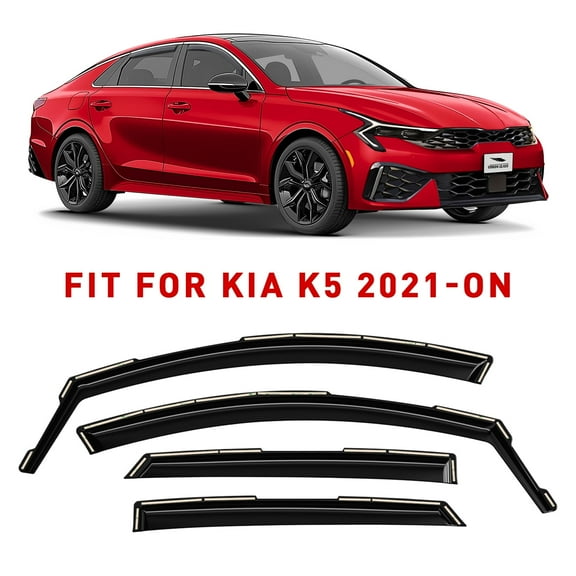Voron Glass in-Channel Extra Durable Rain Guards for Kia K-5/K5 2021-2026, Window Deflectors, Vent Window Visors, 4 Pieces - 200670