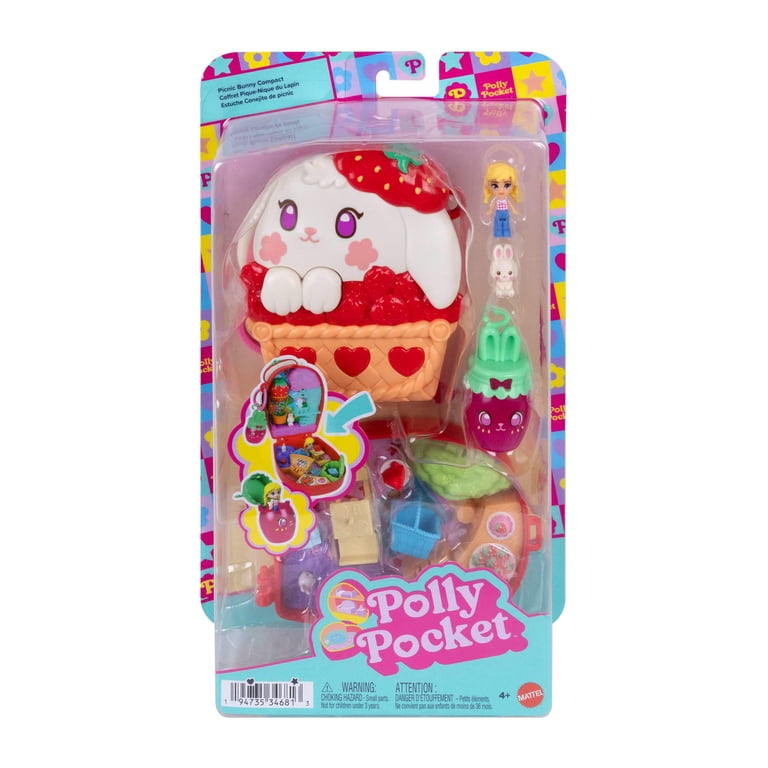 Polly Pocket Picnic Bunny Compact Playset with 1 Micro Doll and