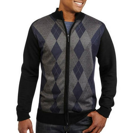 Big Men's Argyle jacquard Full Zip Sweater